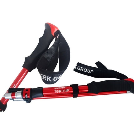 Opvouwbare Wandelstokken – Verstelbare Trekkingstokken – Nordic Walking Stokken – Anti-Shock – Aluminium – Set van 2 – Rood