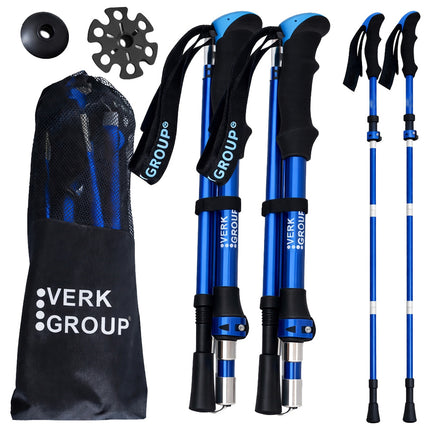 Opvouwbare Wandelstokken – Verstelbare Trekkingstokken – Nordic Walking Stokken – Anti-Shock – Aluminium – Set van 2 – Blauw