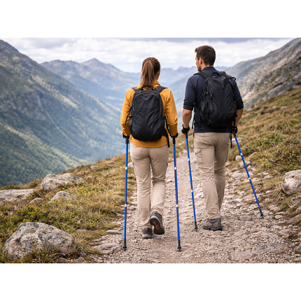 Opvouwbare Wandelstokken – Verstelbare Trekkingstokken – Nordic Walking Stokken – Anti-Shock – Aluminium – Set van 2 – Blauw