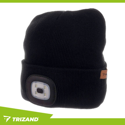 Trizand Wintermuts met LED-Zaklamp – USB Oplaadbaar – Unisex – Zwart – Dubbel Laags & Warm – Veilig in het Donker