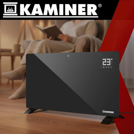 Kaminer Zelva Elektrische Glazen Verwarming – 2500W – WiFi & Afstandsbediening – Slimme Glazen Radiator – Zwart