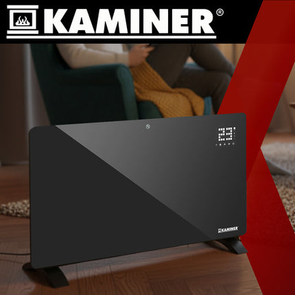 Kaminer Zelva Elektrische Glazen Verwarming – 2500W – WiFi & Afstandsbediening – Slimme Glazen Radiator – Zwart