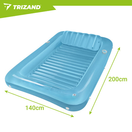Trizand Luchtbed Zwembad 210 x 140 cm – Opblaasbaar Luchtmatras met Rugleuning & 2 Bekerhouders – Strand Luchtbed – Max. 150 kg