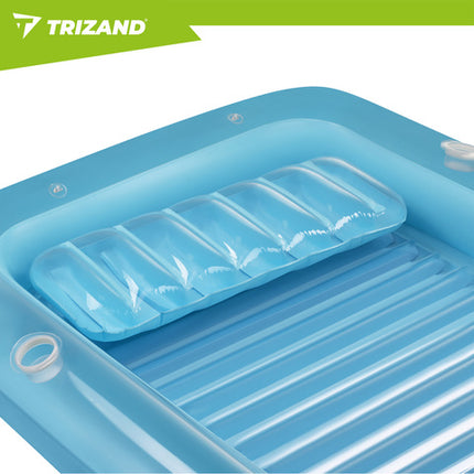 Trizand Luchtbed Zwembad 210 x 140 cm – Opblaasbaar Luchtmatras met Rugleuning & 2 Bekerhouders – Strand Luchtbed – Max. 150 kg