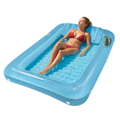 Trizand Luchtbed Zwembad 210 x 140 cm – Opblaasbaar Luchtmatras met Rugleuning & 2 Bekerhouders – Strand Luchtbed – Max. 150 kg