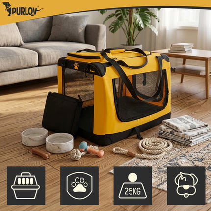 Purlov Opvouwbare Hondenbench – Honden Transporttas – Reisbench voor Hond en Kat – 60 x 42 x 44 cm – Tot 25 kg