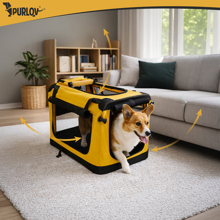 Purlov Opvouwbare Hondenbench – Honden Transporttas – Reisbench voor Hond en Kat – 60 x 42 x 44 cm – Tot 25 kg
