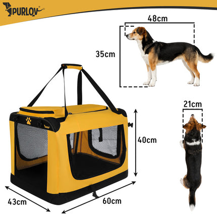 Purlov Opvouwbare Hondenbench – Honden Transporttas – Reisbench voor Hond en Kat – 60 x 42 x 44 cm – Tot 25 kg