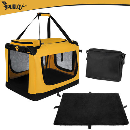 Purlov Opvouwbare Hondenbench – Honden Transporttas – Reisbench voor Hond en Kat – 60 x 42 x 44 cm – Tot 25 kg