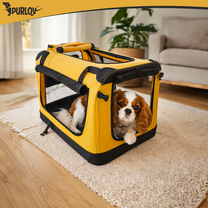 Purlov Opvouwbare Hondenbench – Honden Transporttas – Reisbench voor Hond en Kat – 60 x 42 x 44 cm – Tot 25 kg