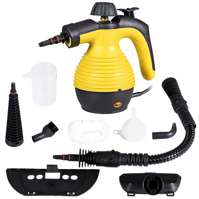 Trendmix Hand Stoomreiniger Met 9-Delige Accessoireset - Handstomer Met Veilig Ontwerp - 350 ml Geel