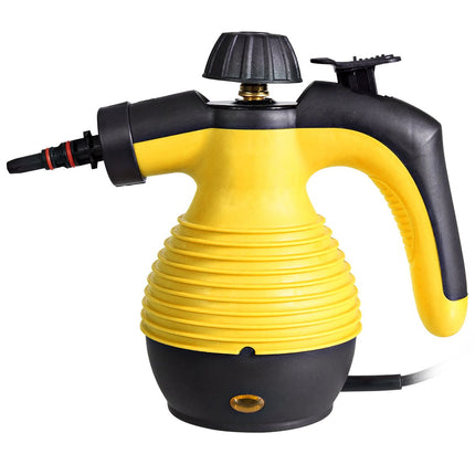Costway Hand 2de kansje Stoomreiniger Met 9-Delige Accessoireset - Handstomer Met Veilig Ontwerp - 350 ml Geel