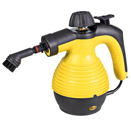 Costway Hand 2de kansje Stoomreiniger Met 9-Delige Accessoireset - Handstomer Met Veilig Ontwerp - 350 ml Geel