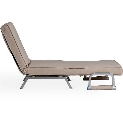 2de kansje Mebel Elite Bart Luxe 3-in-1 Uitklapbare Slaapstoel Beige - Inklapbare Slaapbank Met 5 Standen Verstelbare Rugleuning - Belastbaar Tot 125 kg - Moderne Slaapfauteuil - Logeerbed