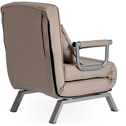 2de kansje Mebel Elite Bart Luxe 3-in-1 Uitklapbare Slaapstoel Beige - Inklapbare Slaapbank Met 5 Standen Verstelbare Rugleuning - Belastbaar Tot 125 kg - Moderne Slaapfauteuil - Logeerbed