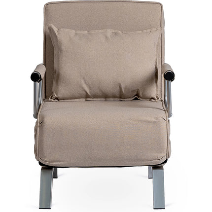 2de kansje Mebel Elite Bart Luxe 3-in-1 Uitklapbare Slaapstoel Beige - Inklapbare Slaapbank Met 5 Standen Verstelbare Rugleuning - Belastbaar Tot 125 kg - Moderne Slaapfauteuil - Logeerbed