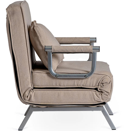 2de kansje Mebel Elite Bart Luxe 3-in-1 Uitklapbare Slaapstoel Beige - Inklapbare Slaapbank Met 5 Standen Verstelbare Rugleuning - Belastbaar Tot 125 kg - Moderne Slaapfauteuil - Logeerbed