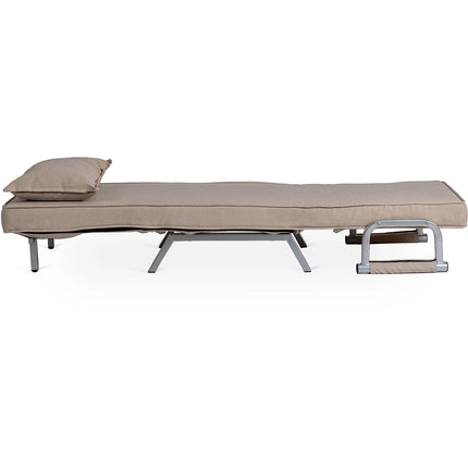 2de kansje Mebel Elite Bart Luxe 3-in-1 Uitklapbare Slaapstoel Beige - Inklapbare Slaapbank Met 5 Standen Verstelbare Rugleuning - Belastbaar Tot 125 kg - Moderne Slaapfauteuil - Logeerbed