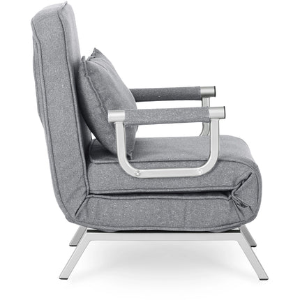 Mebel Elite Bart Luxe 3-in-1 Uitklapbare Slaapstoel Grijs - Inklapbare Slaapbank Met 5 Standen Verstelbare Rugleuning - Belastbaar Tot 125 kg - Moderne Slaapfauteuil - Logeerbed