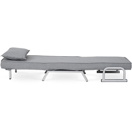 Mebel Elite Bart Luxe 3-in-1 Uitklapbare Slaapstoel Grijs - Inklapbare Slaapbank Met 5 Standen Verstelbare Rugleuning - Belastbaar Tot 125 kg - Moderne Slaapfauteuil - Logeerbed