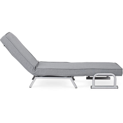 Mebel Elite Bart Luxe 3-in-1 Uitklapbare Slaapstoel Grijs - Inklapbare Slaapbank Met 5 Standen Verstelbare Rugleuning - Belastbaar Tot 125 kg - Moderne Slaapfauteuil - Logeerbed
