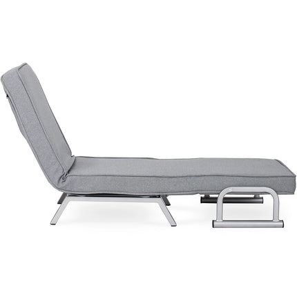 Mebel Elite Bart Luxe 3-in-1 Uitklapbare Slaapstoel Grijs - Inklapbare Slaapbank Met 5 Standen Verstelbare Rugleuning - Belastbaar Tot 125 kg - Moderne Slaapfauteuil - Logeerbed