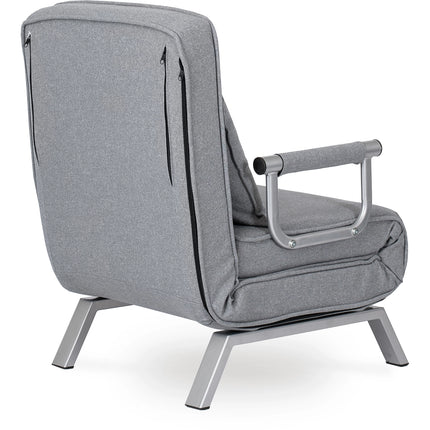 Mebel Elite Bart Luxe 3-in-1 Uitklapbare Slaapstoel Grijs - Inklapbare Slaapbank Met 5 Standen Verstelbare Rugleuning - Belastbaar Tot 125 kg - Moderne Slaapfauteuil - Logeerbed