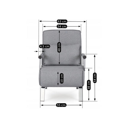 Mebel Elite Bart Luxe 3-in-1 Uitklapbare Slaapstoel Grijs - Inklapbare Slaapbank Met 5 Standen Verstelbare Rugleuning - Belastbaar Tot 125 kg - Moderne Slaapfauteuil - Logeerbed