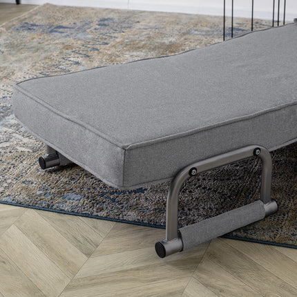 Mebel Elite Bart Luxe 3-in-1 Uitklapbare Slaapstoel Grijs - Inklapbare Slaapbank Met 5 Standen Verstelbare Rugleuning - Belastbaar Tot 125 kg - Moderne Slaapfauteuil - Logeerbed