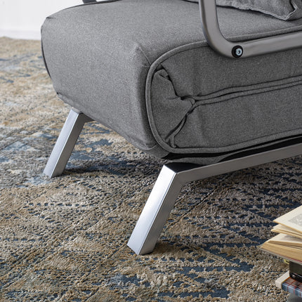 Mebel Elite Bart Luxe 3-in-1 Uitklapbare Slaapstoel Grijs - Inklapbare Slaapbank Met 5 Standen Verstelbare Rugleuning - Belastbaar Tot 125 kg - Moderne Slaapfauteuil - Logeerbed