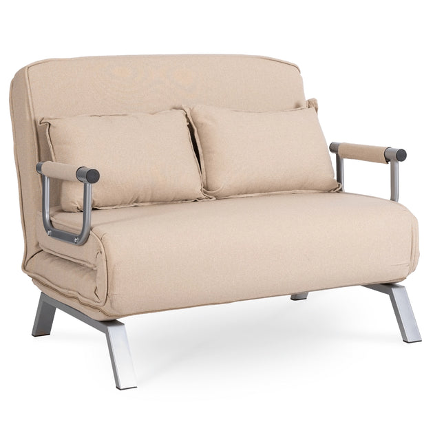 Mebel Elite Bart 2 Luxe 3-in-1 Uitklapbare Grote Slaapstoel Beige - Inklapbare Slaapbank Met 5 Standen Verstelbare Rugleuning - Belastbaar Tot 250 kg - Moderne Slaapfauteuil - Logeerbed