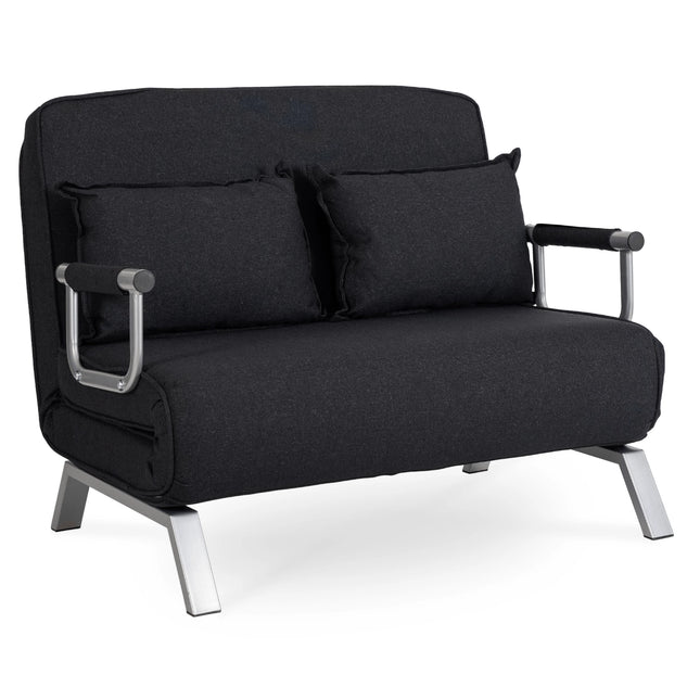 Mebel Elite Bart 2 Luxe 3-in-1 Uitklapbare Grote Slaapstoel Zwart - Inklapbare Slaapbank Met 5 Standen Verstelbare Rugleuning - Belastbaar Tot 250 kg - Moderne Slaapfauteuil - Logeerbed