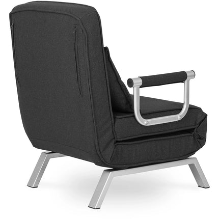 Mebel Elite Bart Luxe 3-in-1 Uitklapbare Slaapstoel Zwart - Inklapbare Slaapbank Met 5 Standen Verstelbare Rugleuning - Belastbaar Tot 125 kg - Moderne Slaapfauteuil - Logeerbed