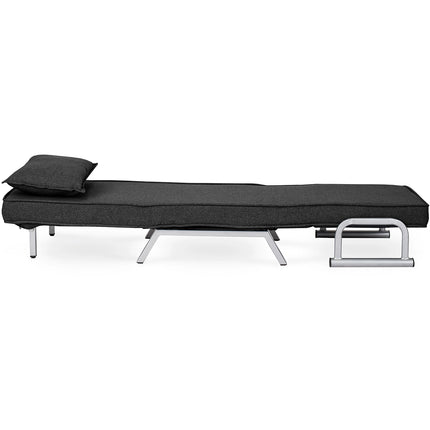 Mebel Elite Bart Luxe 3-in-1 Uitklapbare Slaapstoel Zwart - Inklapbare Slaapbank Met 5 Standen Verstelbare Rugleuning - Belastbaar Tot 125 kg - Moderne Slaapfauteuil - Logeerbed