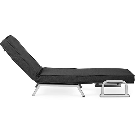 Mebel Elite Bart Luxe 3-in-1 Uitklapbare Slaapstoel Zwart - Inklapbare Slaapbank Met 5 Standen Verstelbare Rugleuning - Belastbaar Tot 125 kg - Moderne Slaapfauteuil - Logeerbed