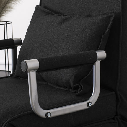 Mebel Elite Bart Luxe 3-in-1 Uitklapbare Slaapstoel Zwart - Inklapbare Slaapbank Met 5 Standen Verstelbare Rugleuning - Belastbaar Tot 125 kg - Moderne Slaapfauteuil - Logeerbed