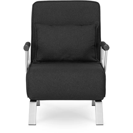Mebel Elite Bart Luxe 3-in-1 Uitklapbare Slaapstoel Zwart - Inklapbare Slaapbank Met 5 Standen Verstelbare Rugleuning - Belastbaar Tot 125 kg - Moderne Slaapfauteuil - Logeerbed
