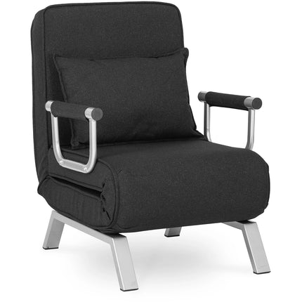 Mebel Elite Bart Luxe 3-in-1 Uitklapbare Slaapstoel Zwart - Inklapbare Slaapbank Met 5 Standen Verstelbare Rugleuning - Belastbaar Tot 125 kg - Moderne Slaapfauteuil - Logeerbed