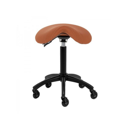 Gabbiano Kapperskruk Bruin – Ergonomische Zadelkruk met Gasveer – Professionele Salonstoel met Wielen