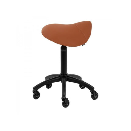 Gabbiano Kapperskruk Bruin – Ergonomische Zadelkruk met Gasveer – Professionele Salonstoel met Wielen