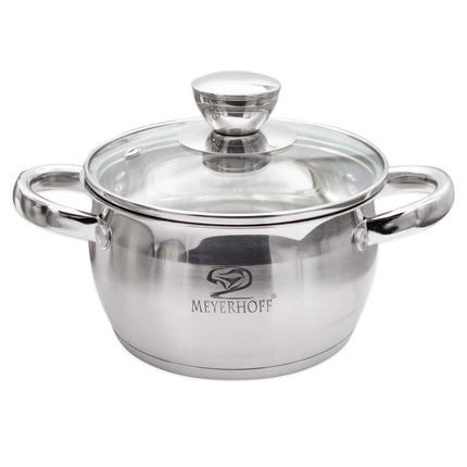 MH-1250 Kookpan 1,3 Liter 14 cm – RVS Pan met Glazen Deksel – Geschikt voor Inductie