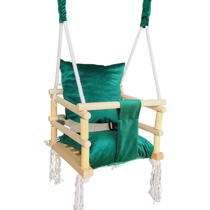 Luxe 3 in 1 groene meegroei babyschommel en Kinderschommel