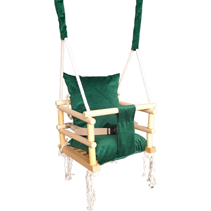 Luxe 3 in 1 groene meegroei babyschommel en Kinderschommel