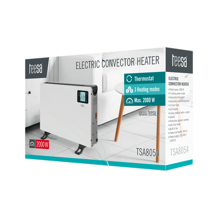 Elektrische Kachel tot 2000W - Convectorkachel - Radiator - Ingebouwde Thermostaat - LCD Display - Timer Functie - Wit