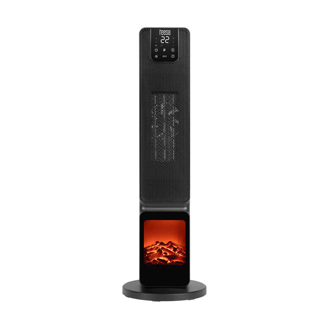 Teesa Elektrische Kachel Verwarming Met Sierhaard Functie 15 – 45°C -  PTC Keramische Verwarming 90° Roterend - Inclusief Afstandsbediening - 800/2000W