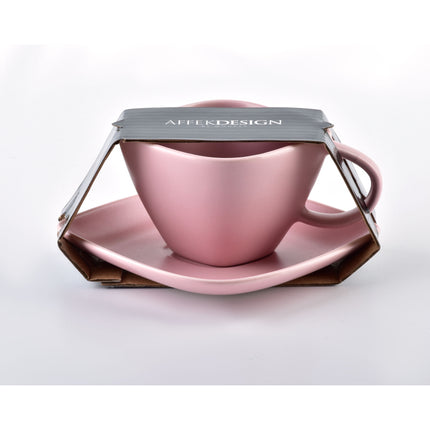 Affekdesign Happy espresso kop met schotel diamant vormig 100 ml roze