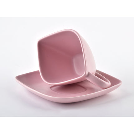 Affekdesign Happy koffie of thee kop met schotel diamant vormig 200 ml roze