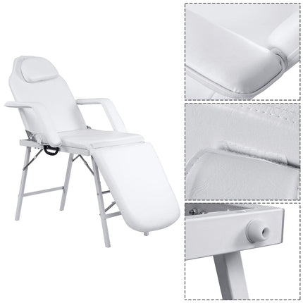 2de kansje Costway Opvouwbare Cosmetische Behandelstoel 225 kg Draagvermogen Wit - Massagestoel Inclusief Draagtas - 182 x 77,5 x 68 cm