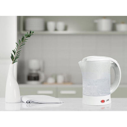 Lafe Elektrische Reis Waterkoker 0.6 Liter - Inclusief 2 Kopjes en Lepels - Kleine Waterkoker Voor Camping of Caravan Klein Formaat - 600W - Wit