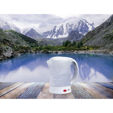 Lafe Elektrische Reis Waterkoker 0.6 Liter - Inclusief 2 Kopjes en Lepels - Kleine Waterkoker Voor Camping of Caravan Klein Formaat - 600W - Wit